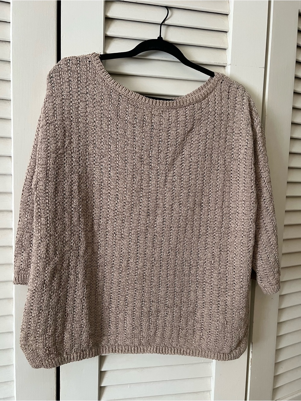 Kate Hill Taupe Crewneck Knit Sweater